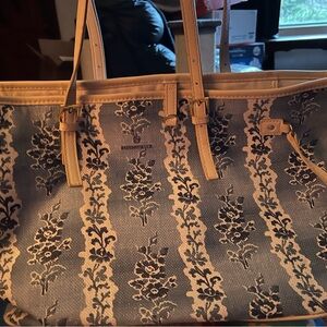 Spartina 449 Blue and Tan Floral Tote